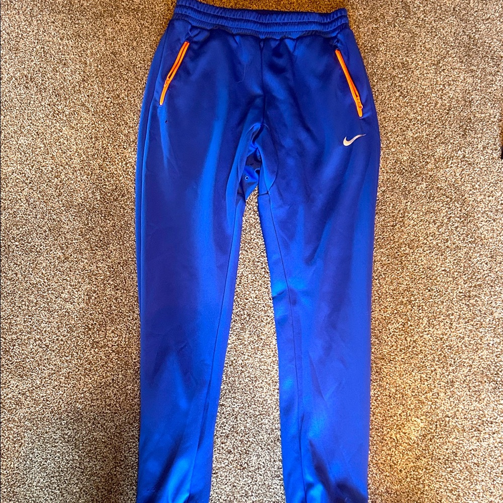 Nike Royal Blue Joggers with Orange Accents